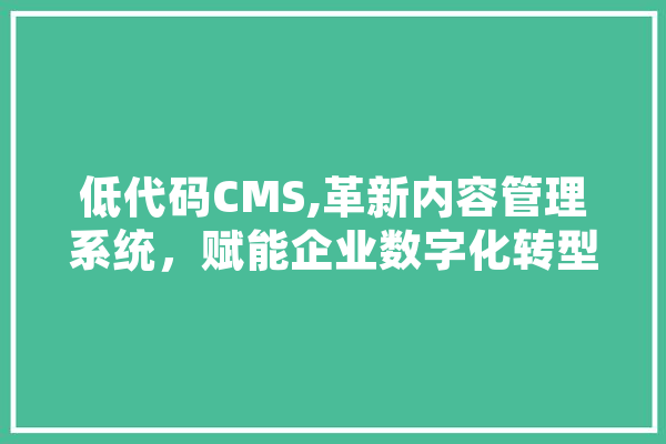 低代码CMS,革新内容管理系统，赋能企业数字化转型 绘影字幕