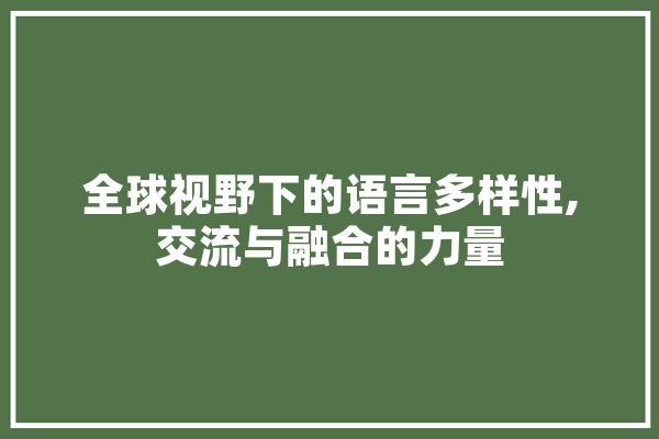 全球视野下的语言多样性,交流与融合的力量 云服务