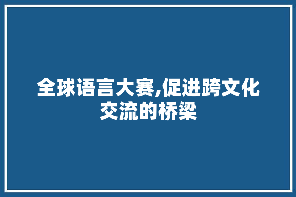 全球语言大赛,促进跨文化交流的桥梁 智能助手