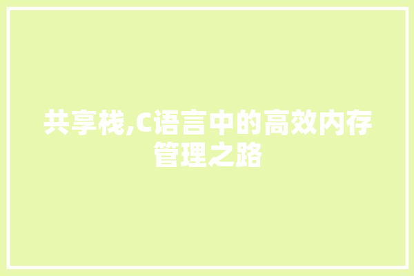 共享栈,C语言中的高效内存管理之路