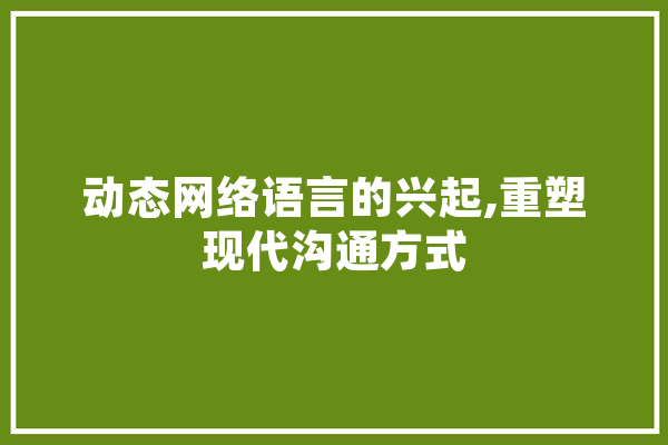 动态网络语言的兴起,重塑现代沟通方式 科技快讯