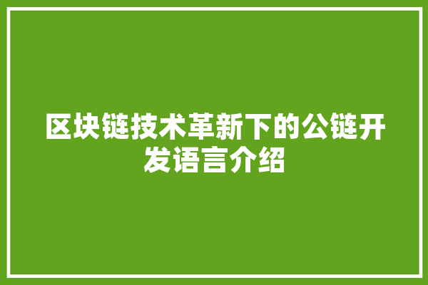 区块链技术革新下的公链开发语言介绍 绘影字幕