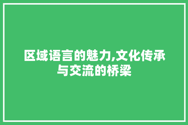 区域语言的魅力,文化传承与交流的桥梁