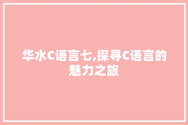 华水C语言七,探寻C语言的魅力之旅