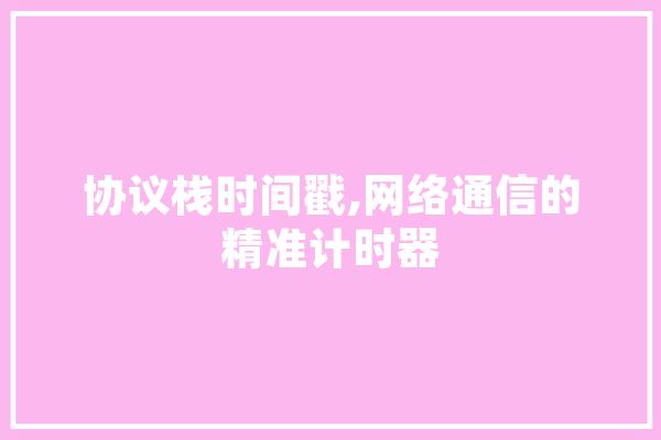 协议栈时间戳,网络通信的精准计时器
