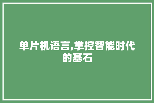 单片机语言,掌控智能时代的基石