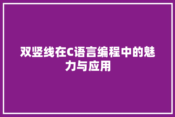 双竖线在C语言编程中的魅力与应用