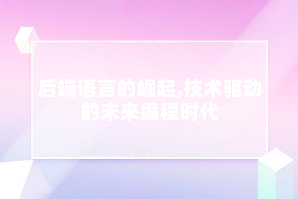 后端语言的崛起,技术驱动的未来编程时代 科技快讯