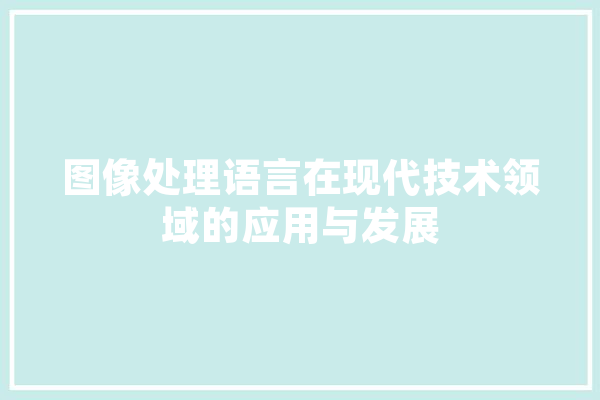 图像处理语言在现代技术领域的应用与发展