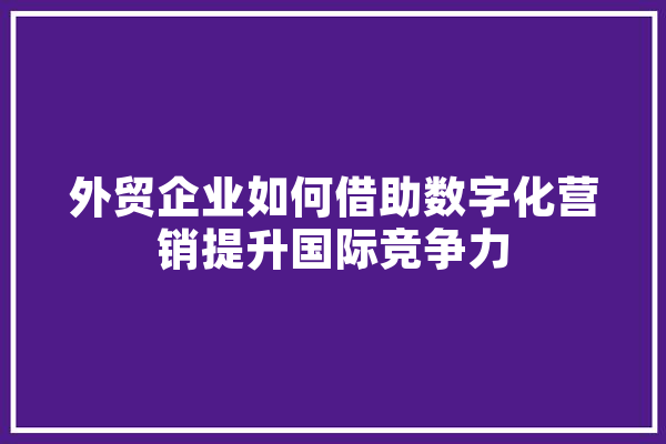外贸企业如何借助数字化营销提升国际竞争力