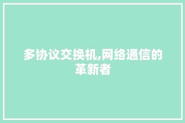 多协议交换机,网络通信的革新者