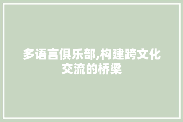 多语言俱乐部,构建跨文化交流的桥梁