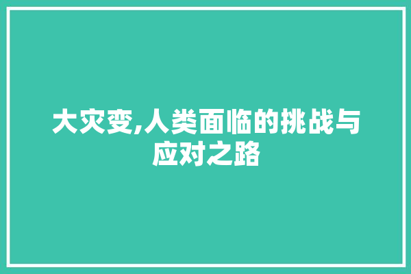 大灾变,人类面临的挑战与应对之路