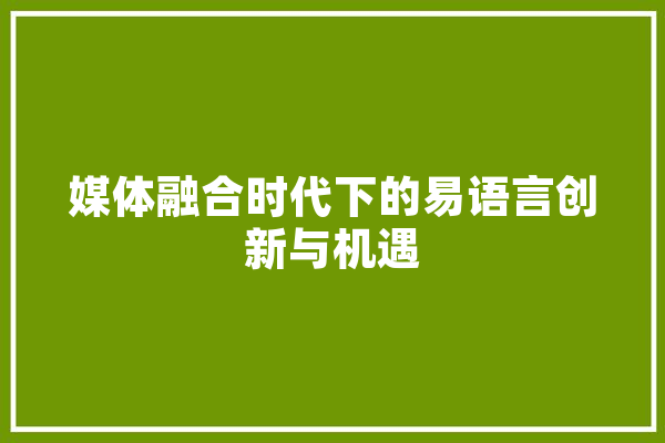 媒体融合时代下的易语言创新与机遇