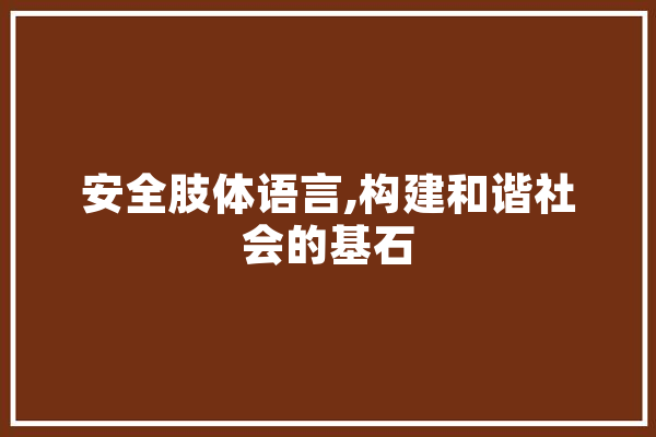 安全肢体语言,构建和谐社会的基石