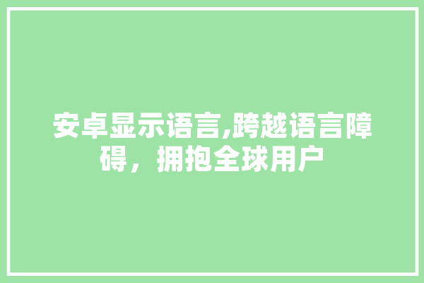 安卓显示语言,跨越语言障碍，拥抱全球用户