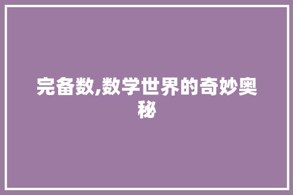 完备数,数学世界的奇妙奥秘