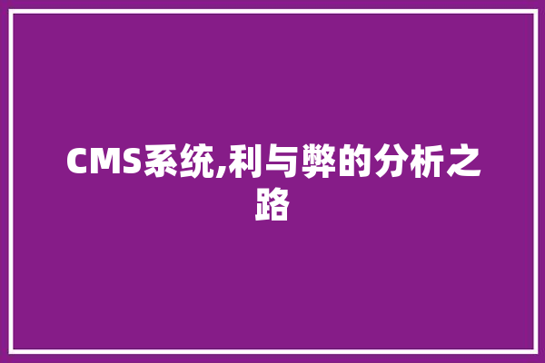 CMS系统,利与弊的分析之路