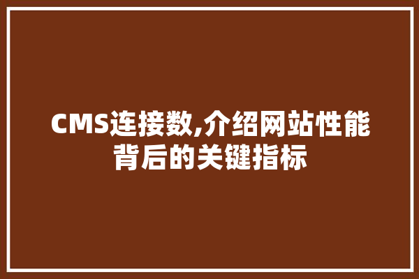 CMS连接数,介绍网站性能背后的关键指标