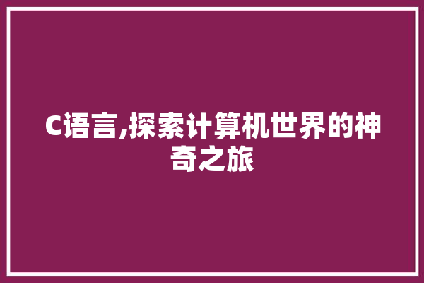 C语言,探索计算机世界的神奇之旅 智能写作