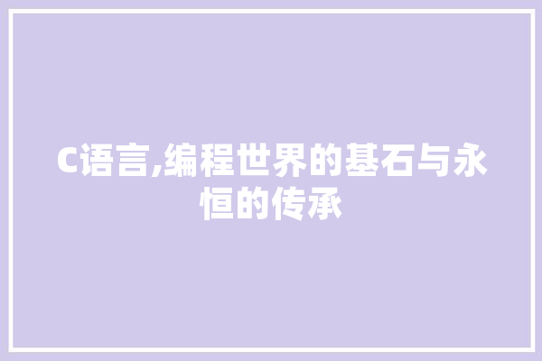 C语言,编程世界的基石与永恒的传承