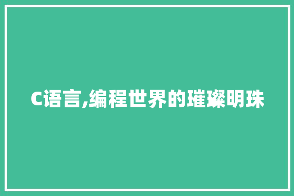C语言,编程世界的璀璨明珠