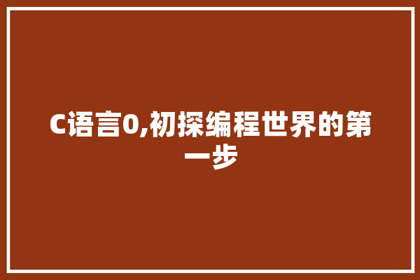 C语言0,初探编程世界的第一步