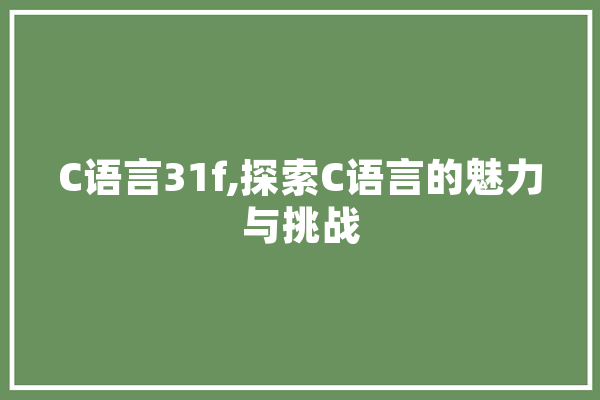 C语言31f,探索C语言的魅力与挑战