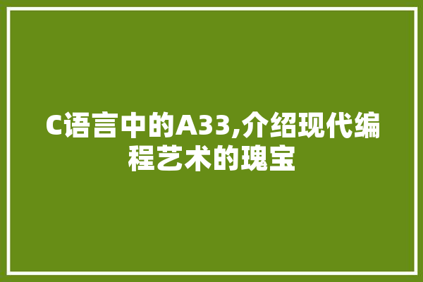 C语言中的A33,介绍现代编程艺术的瑰宝 科技快讯