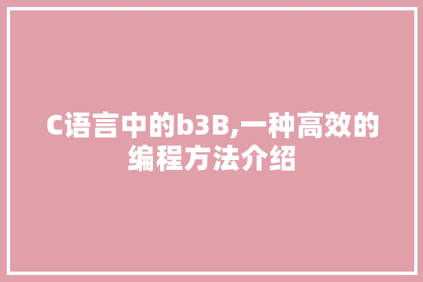 C语言中的b3B,一种高效的编程方法介绍