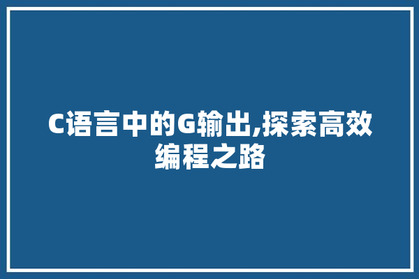 C语言中的G输出,探索高效编程之路