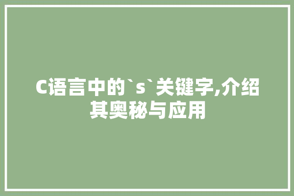 C语言中的`s`关键字,介绍其奥秘与应用 智能问答