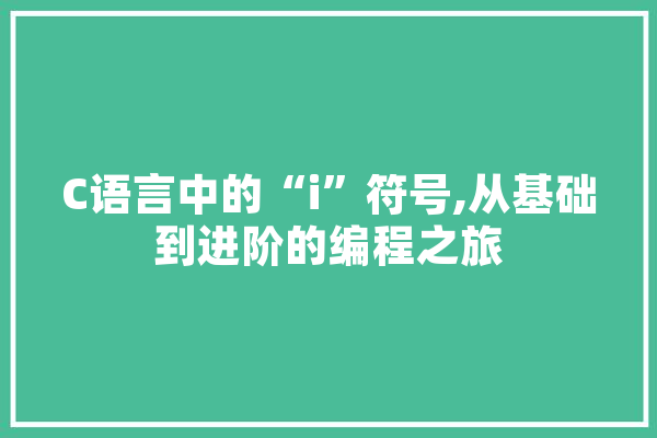 C语言中的“i”符号,从基础到进阶的编程之旅 智能助手