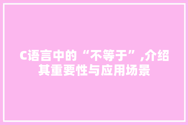 C语言中的“不等于”,介绍其重要性与应用场景 计算机