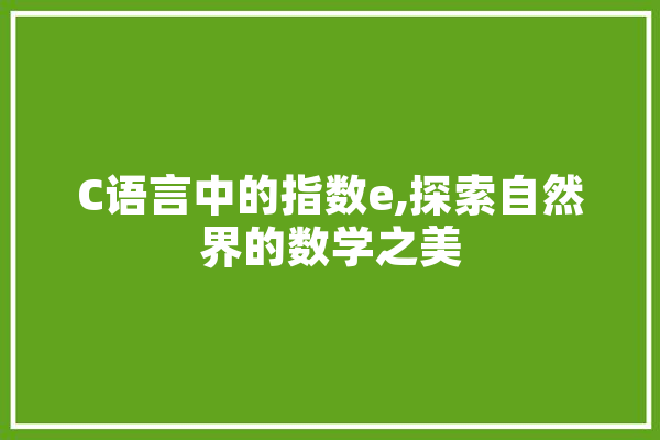 C语言中的指数e,探索自然界的数学之美