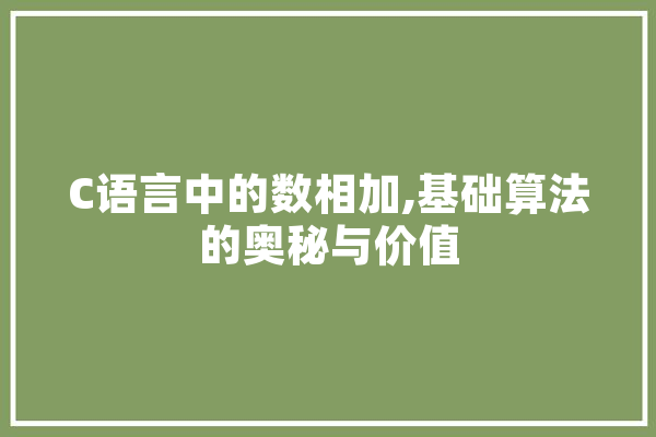 C语言中的数相加,基础算法的奥秘与价值