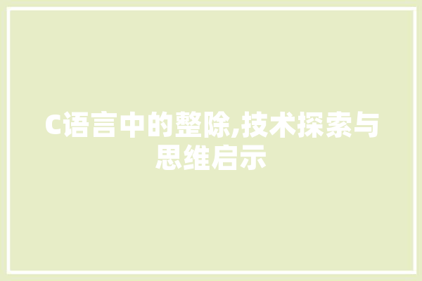 C语言中的整除,技术探索与思维启示