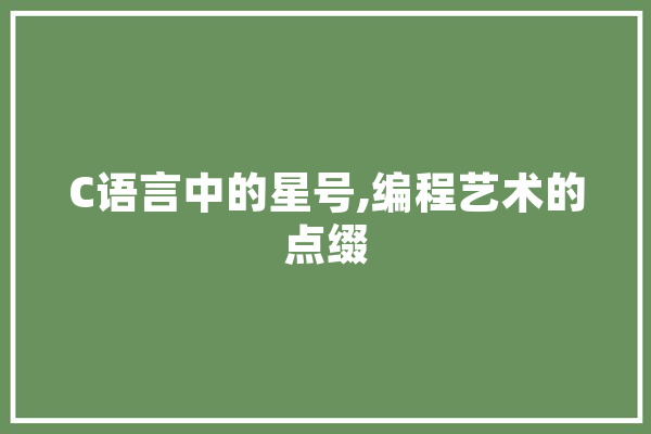 C语言中的星号,编程艺术的点缀