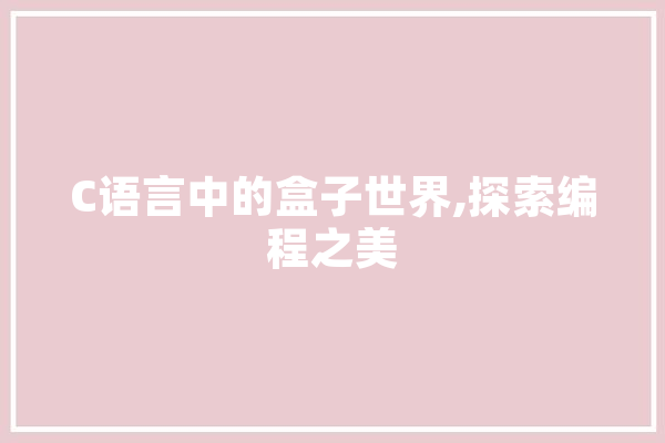 C语言中的盒子世界,探索编程之美
