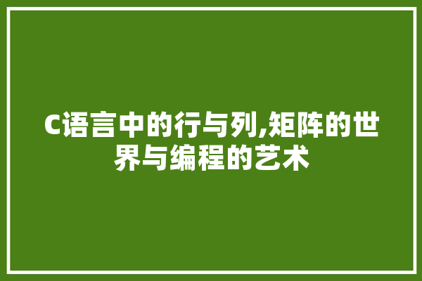 C语言中的行与列,矩阵的世界与编程的艺术