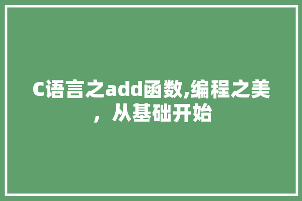 C语言之add函数,编程之美，从基础开始 科技快讯