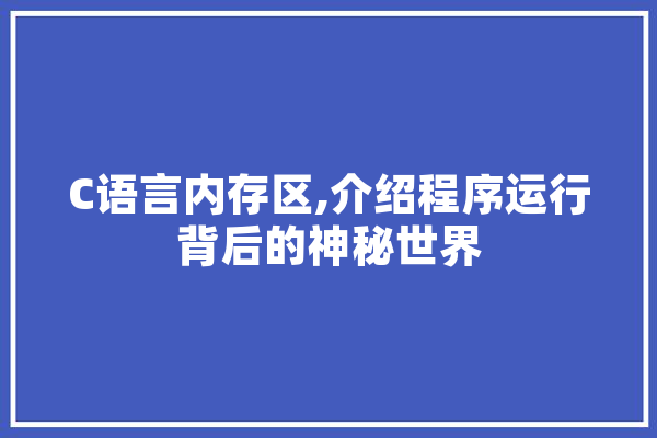 C语言内存区,介绍程序运行背后的神秘世界