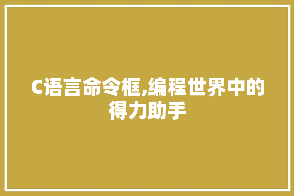 C语言命令框,编程世界中的得力助手
