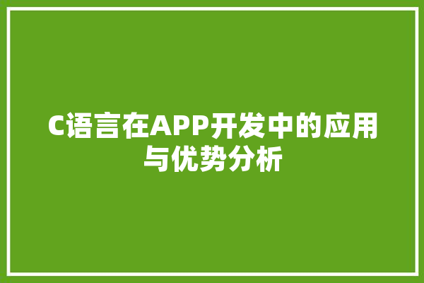 C语言在APP开发中的应用与优势分析 科技快讯