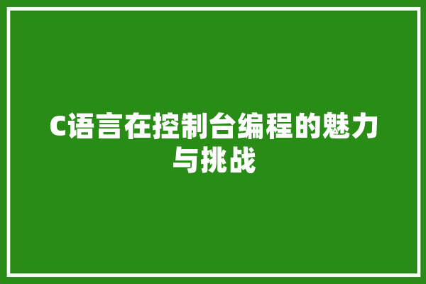 C语言在控制台编程的魅力与挑战