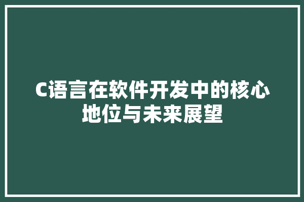 C语言在软件开发中的核心地位与未来展望 智能助手