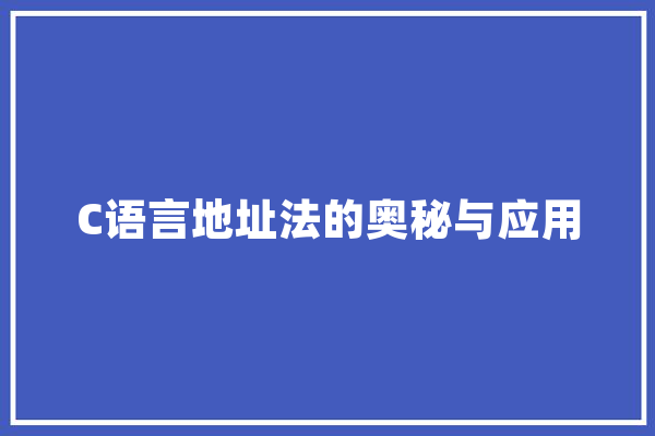 C语言地址法的奥秘与应用 绘影字幕