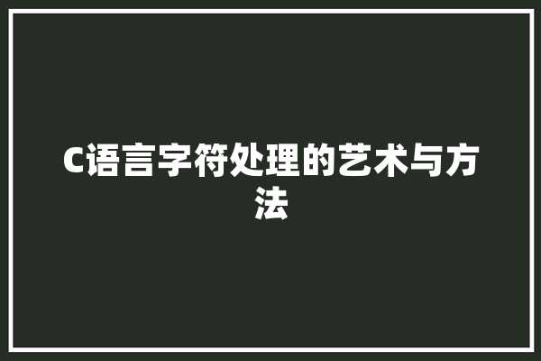 C语言字符处理的艺术与方法