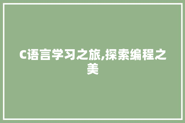 C语言学习之旅,探索编程之美 智能助手
