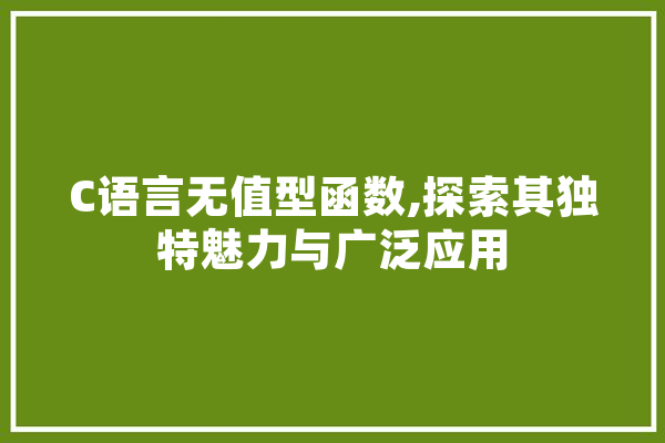 C语言无值型函数,探索其独特魅力与广泛应用